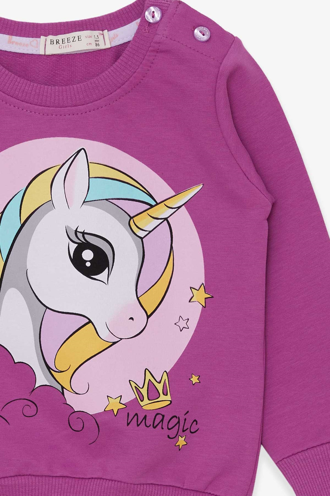 BRE Breeze Girl Child Sweatshirt Printed Unicorn 1.5-5 Years, Lilac - Alafaya