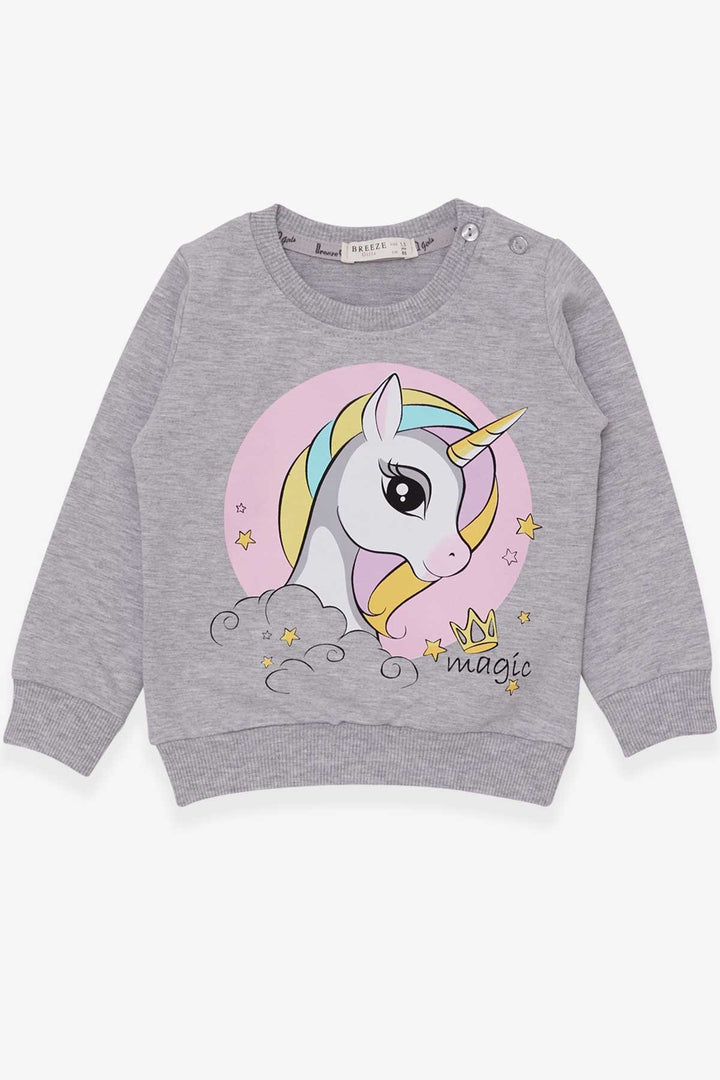 Bree Breeze Girl Child Sweathirt Printed Unicorn 1,5-5 лет, серый Melange - Acayucan