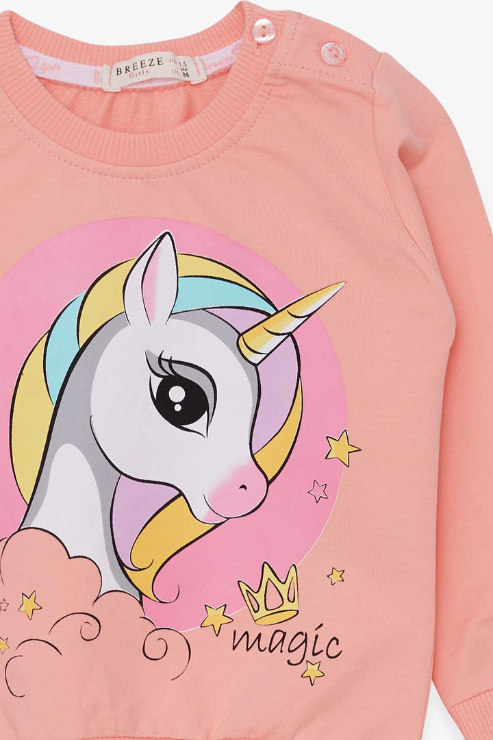 Bree Breeze Girl Child Sweathirt Printed Unicorn 1,5-5 лет, лосось - chorley