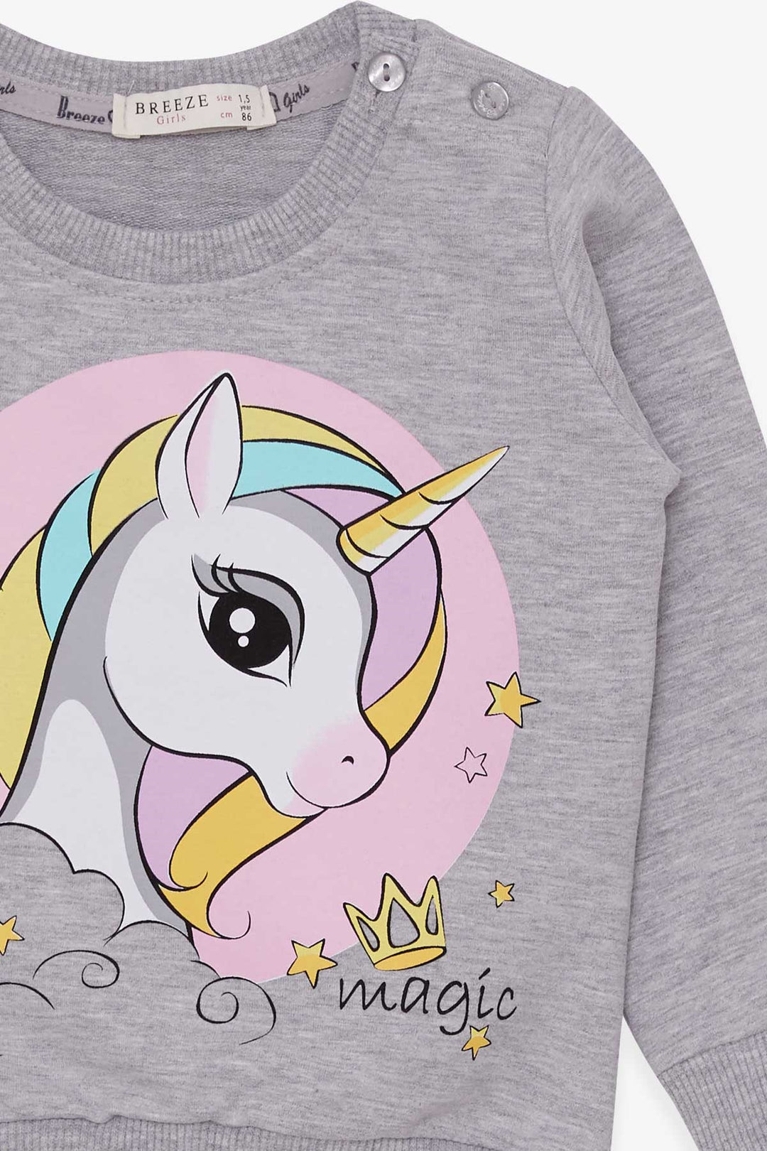 Bree Breeze Girl Child Sweathirt Printed Unicorn 1,5-5 лет, серый Melange - Acayucan