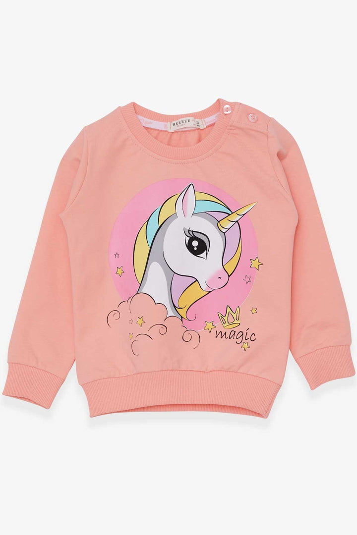 Bree Breeze Girl Child Sweathirt Printed Unicorn 1,5-5 лет, лосось - chorley