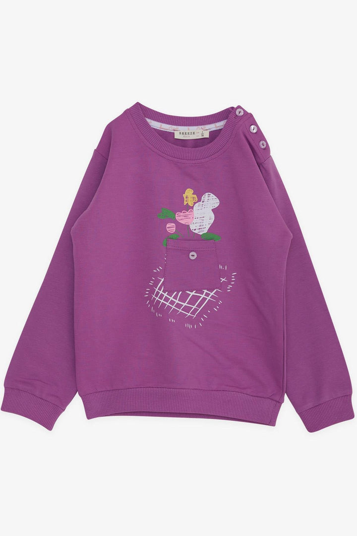 Bree Breeze Girl Child Sweathirt Pocket Flower Prints 1-4 года, Lilac - Святой Георгий