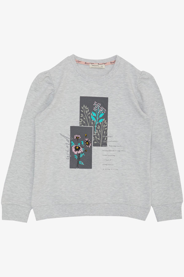 Bree Breeze Girl Child Sweathirt Flower & Text Printed 62 года, светло-серый Melange-Boulogne-sur-mer