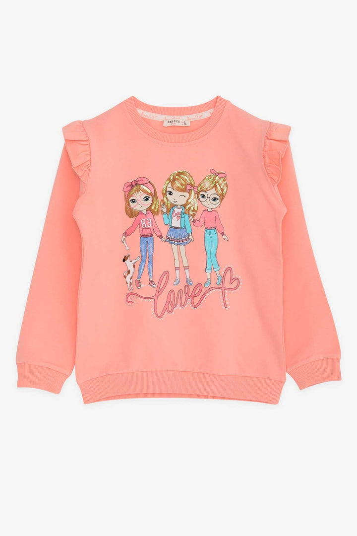 BRE Breeze Girl Child Sweatshirt Friendship Themed 3-8 Years, Salmon - Bournemouth