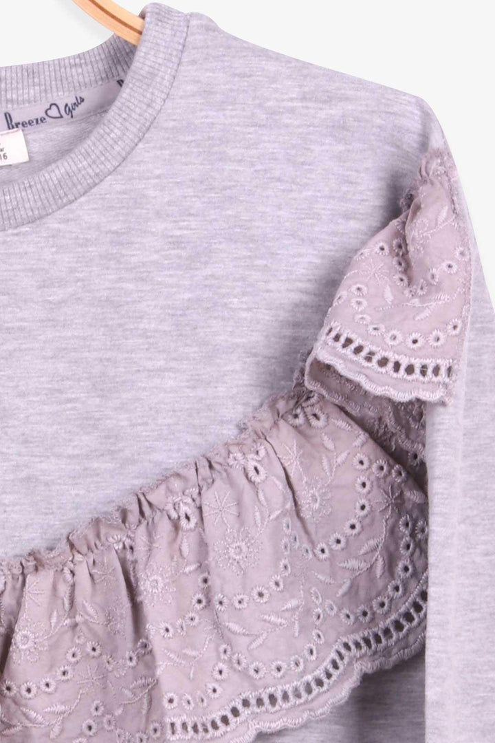 Bree Breeze Girl Child Sweatshirt с кружевом 62 года, Grey Melange - Lagos de Moreno