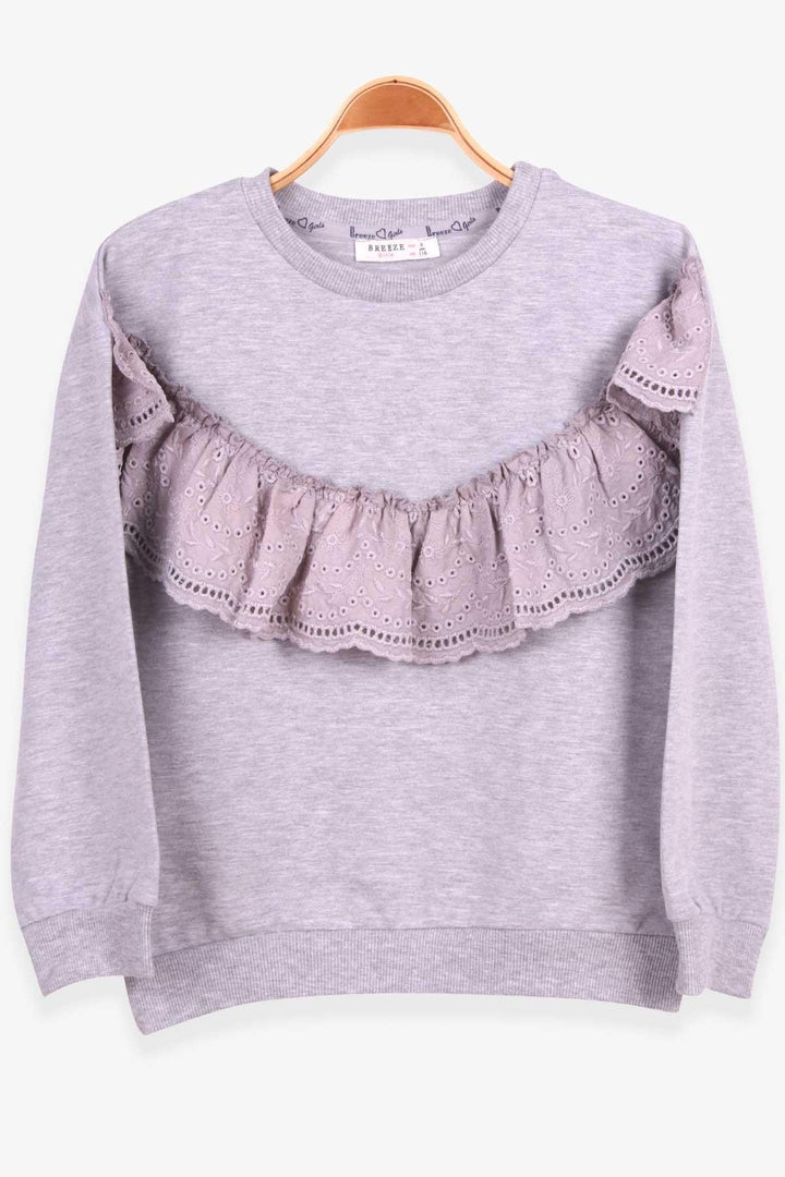 Bree Breeze Girl Child Sweatshirt с кружевом 62 года, Grey Melange - Lagos de Moreno