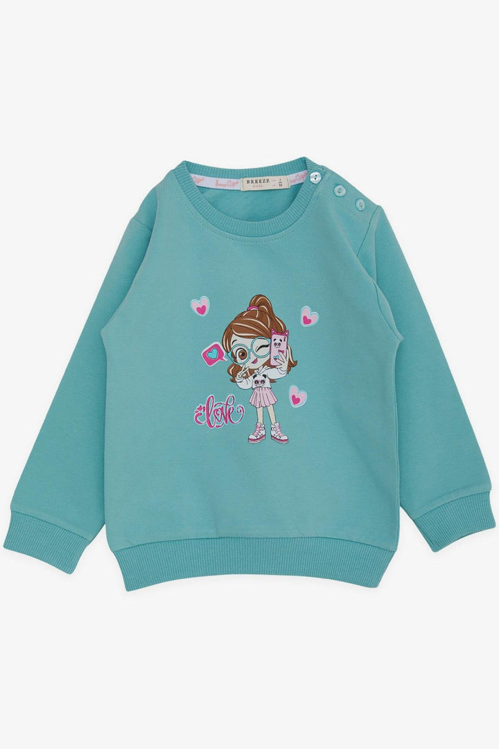 BRE Breeze Girl Child Sweatshirt Cool Girl Printed 1.5-5 Years, Aqua Green - Reutlingen