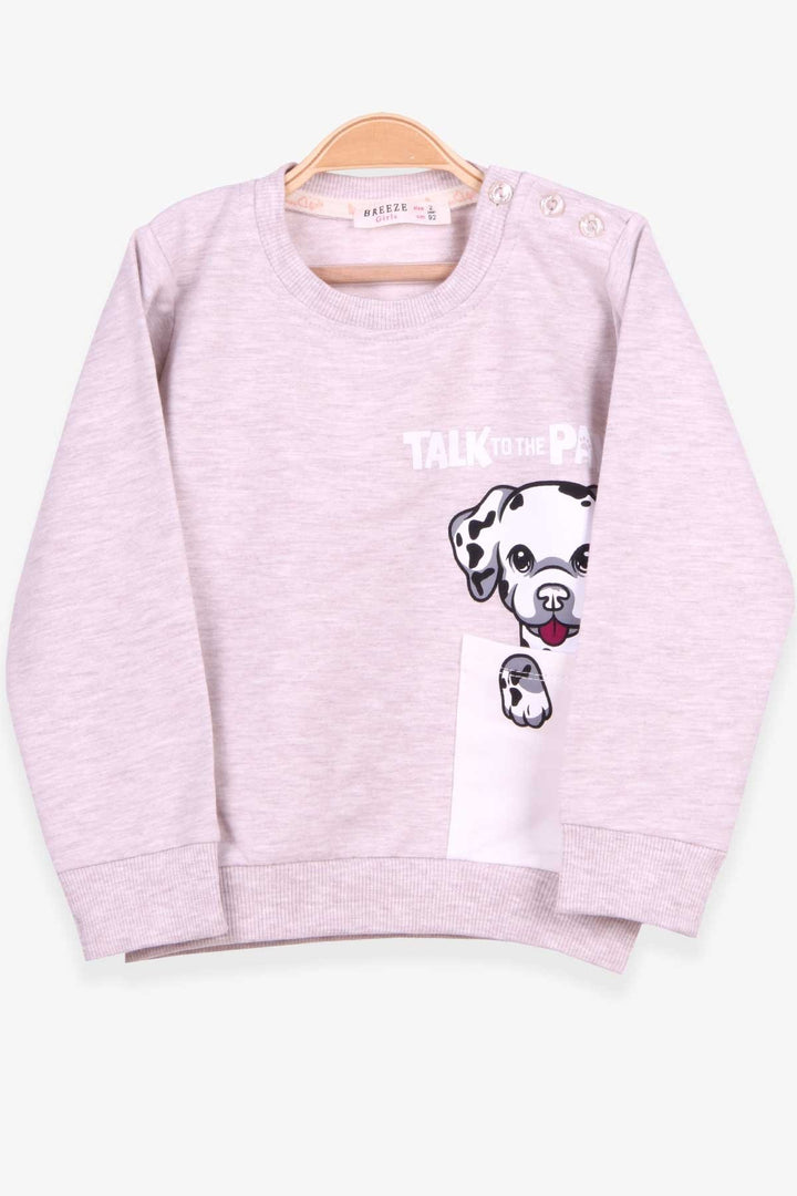 Bree Breeze Girl Child Sweathirt Dog Printed 2-6 лет, бежевый Melange - Coppell