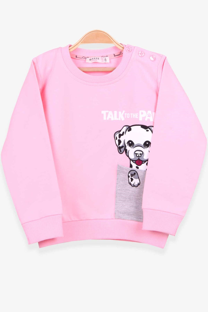 BRE Breeze Girl Child Sweatshirt Dog Printed 2-6 Years, Powder - Vila Real