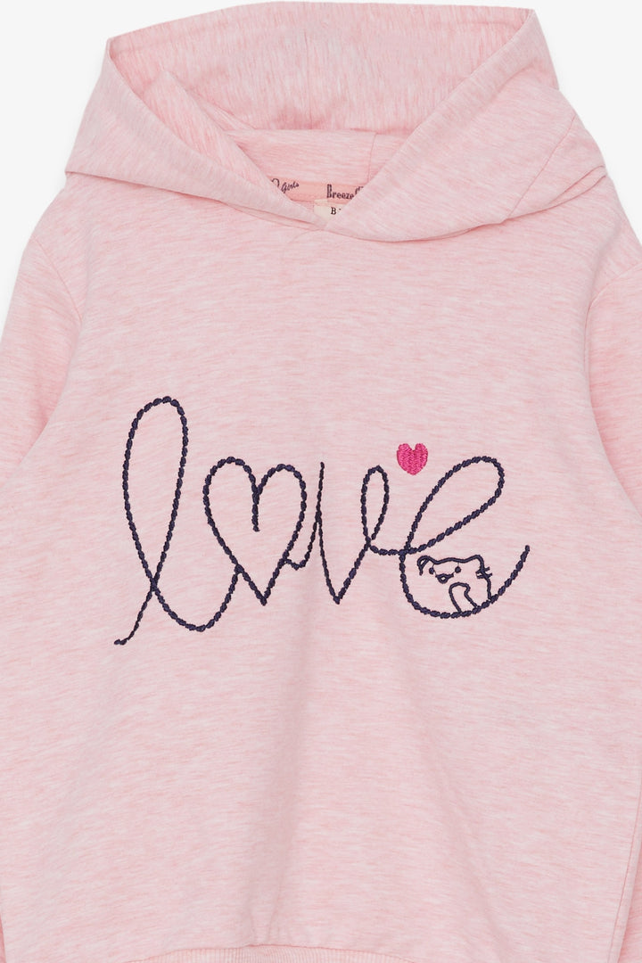 BRE Breeze Girl Child Sweatshirt Embroidered Text Printed 2-6 Years, Salmon Melange - Tuxtepec