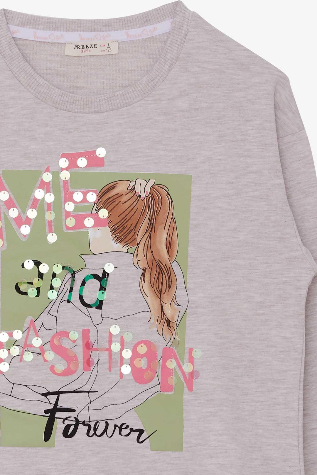 Bree Breeze Girl Child Sweatshirt Sequine Girl Printed 84 года, бежевый Melange - Puerto del Rosario