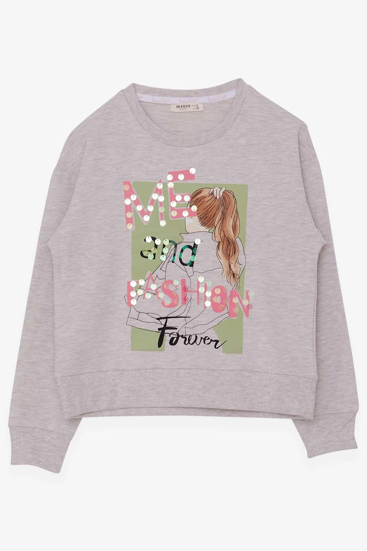 Bree Breeze Girl Child Sweatshirt Sequine Girl Printed 84 года, бежевый Melange - Puerto del Rosario