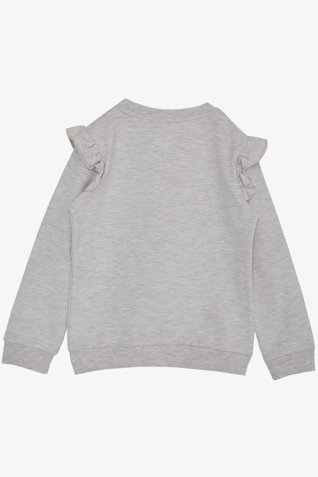 BRE Breeze Girl Child Sweatshirt with Sequined Printed Text, 3-8 Years, Beige Melange - Nicastro