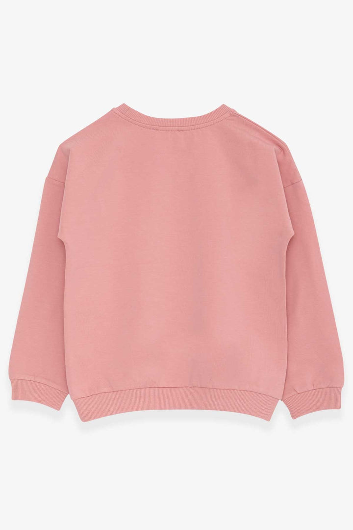 BRE Breeze Girl Child Sweatshirt with Sequin Printed Text 4-8 Years, Rose Pink - Paderno Dugnano