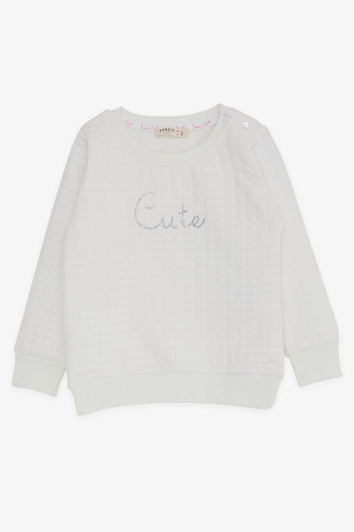 BRE Breeze Girl Child Sweatshirt with Sequin Printed Text 1.5-5 Years, Off-White - Pforzheim