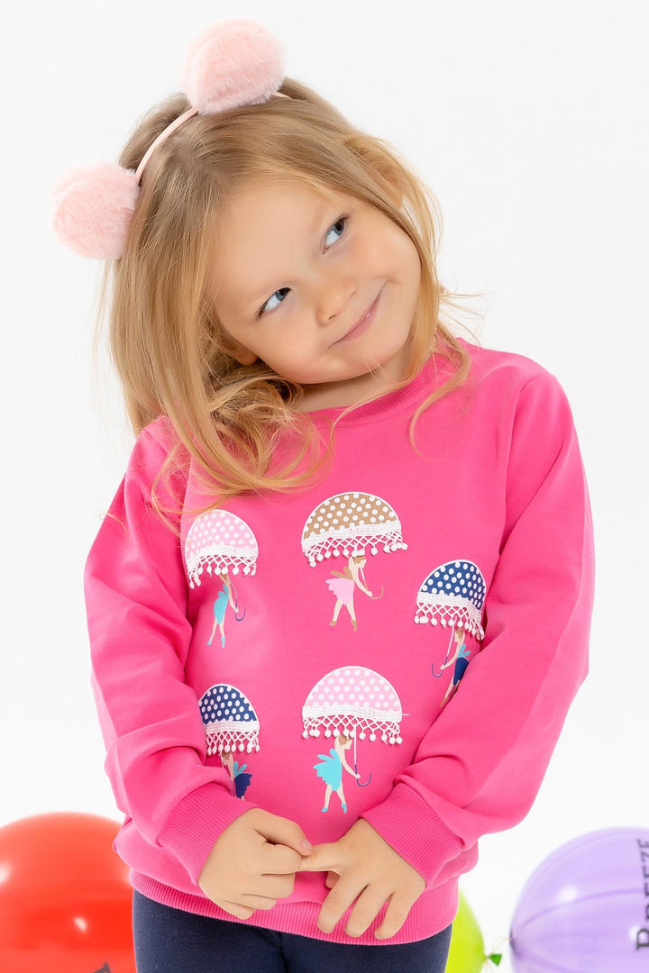 Bree Breeze Girl Child Sweathirt с зонтичным отпечатками 1,5-5 лет, Pink - Напа