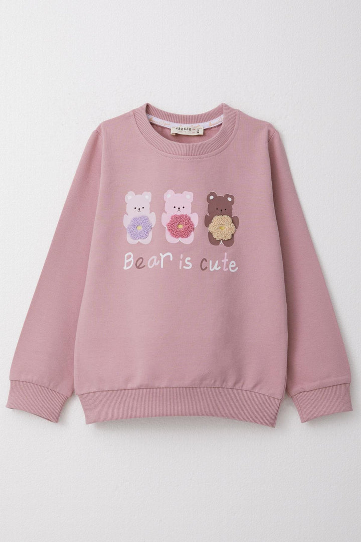 BRE Breeze Girl Child Sweatshirt Cute Bear Printed 1.5-5 Years, Pink - Santa Catarina Otzolotepec