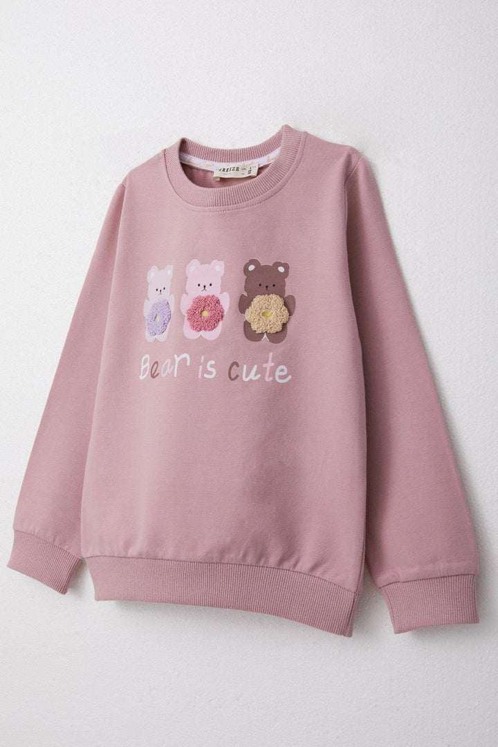 BRE Breeze Girl Child Sweatshirt Cute Bear Printed 1.5-5 Years, Pink - Santa Catarina Otzolotepec