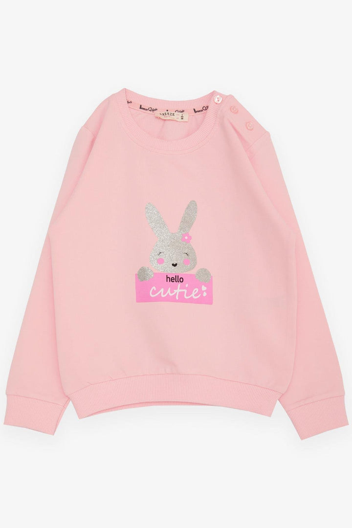 Bree Breeze Girl Child Sweatshirt милый блестящий кролик с принтом 1,5-5 лет, Pink - Camden