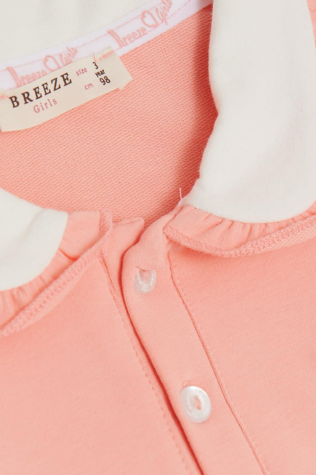 BRE Breeze Girl Child Sweatshirt with Rabbit Embroidery Buttoned 2-6 Years, Salmon - Lincoln