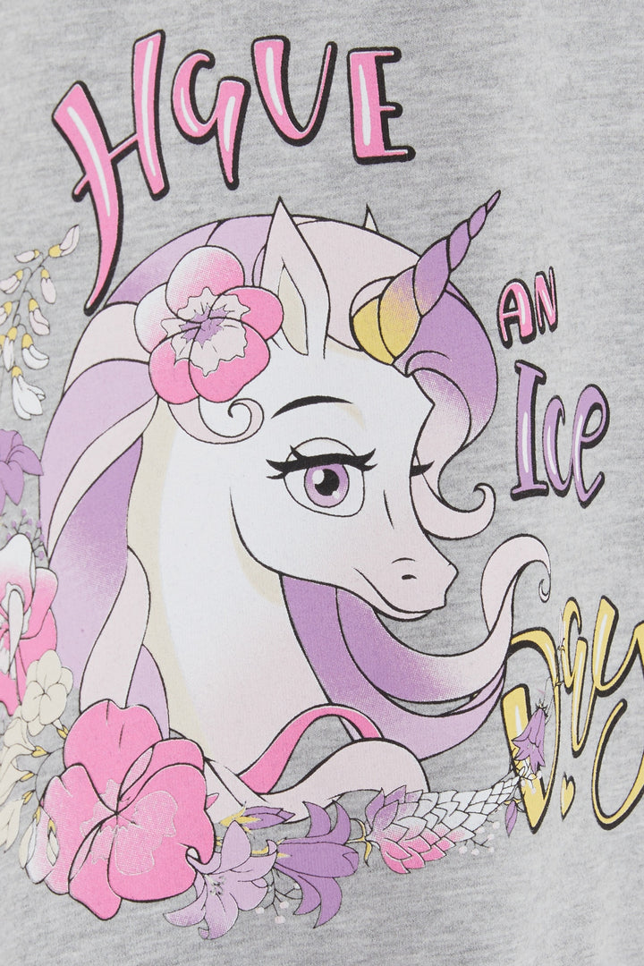 Bree Breeze Girl Child Sweathirt Unicorn Printed 2-6 лет, серая меланге - benidorm