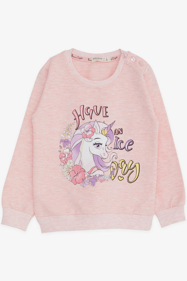 BRE Breeze Girl Child Sweathirt Unicorn Printed 2-6 лет, лосось Меланж - Kortrijk