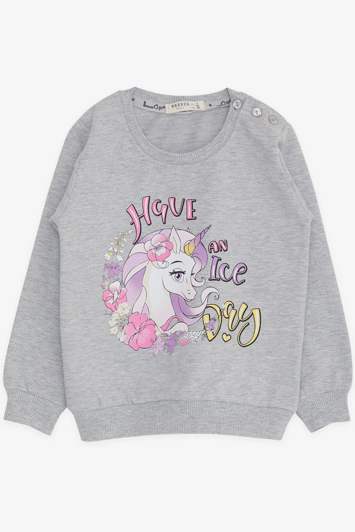 Bree Breeze Girl Child Sweathirt Unicorn Printed 2-6 лет, серая меланге - benidorm