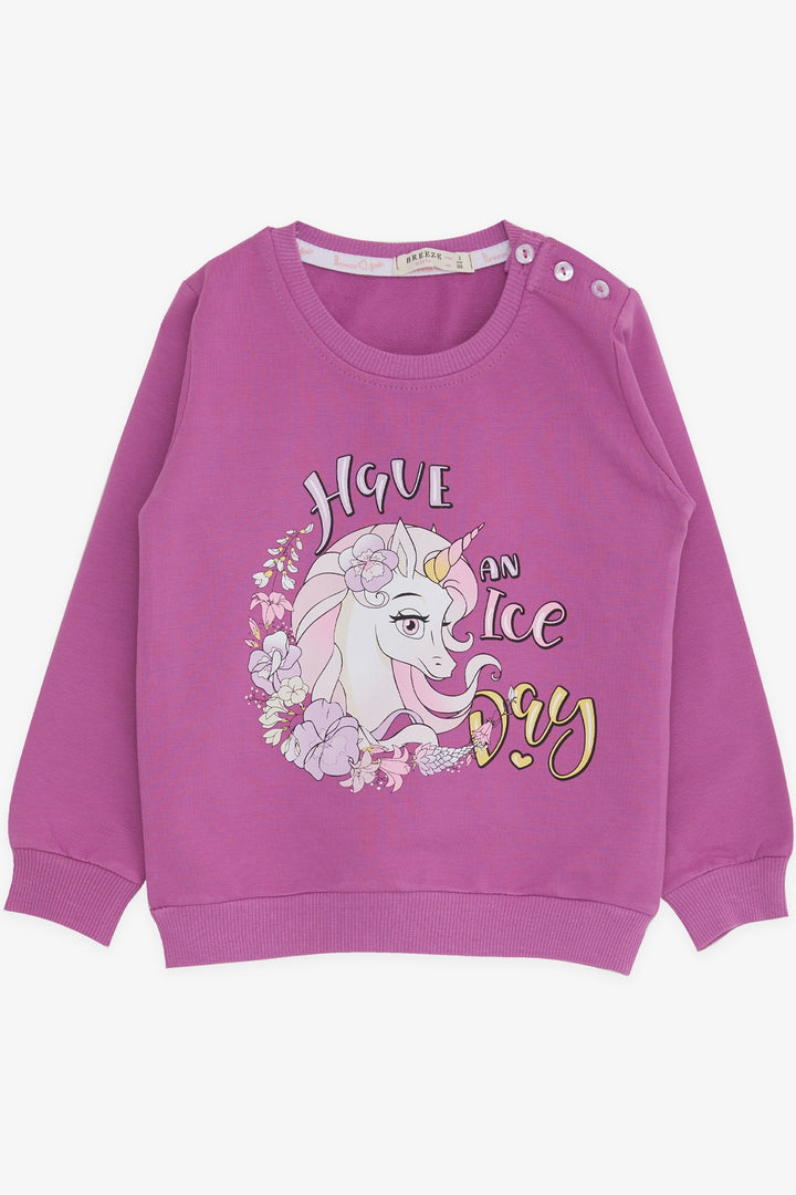 BRE Breeze Girl Child Sweatshirt Unicorn Printed 2-6 лет, Lilac - Lorient