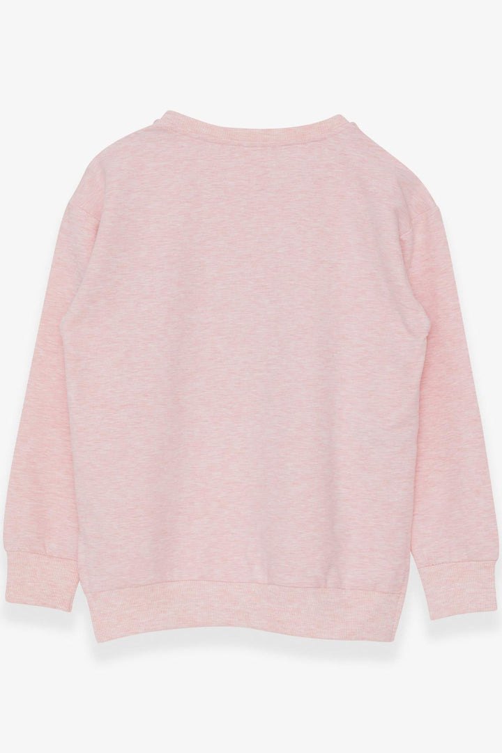 BRE Breeze Girl's Sweatshirt with Printed Writing and Slit, 94 Years, Salmon Melange - Pinto