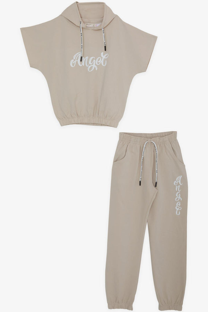 BRE Breeze Girl's Set with Printed Top and Shorts, Elastic Waistband, 94 Years, Beige - Spijkenisse