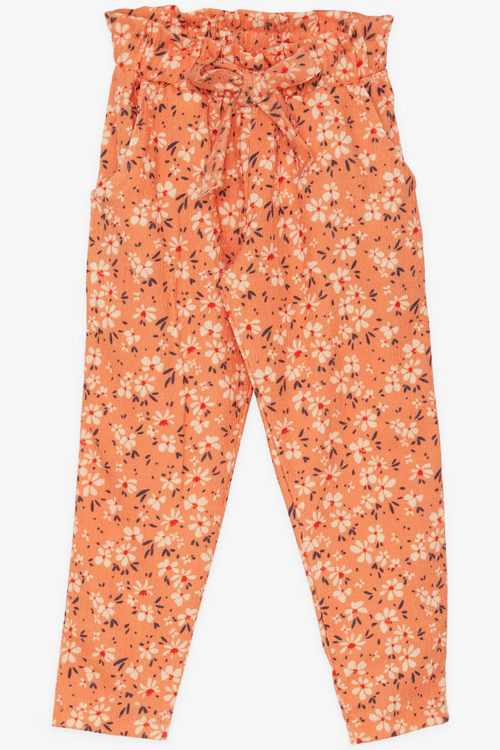 BRE Breeze Girl's Leggings Pants with Bow Floral 1.5-5 Years, Orange - Barrow in Furness