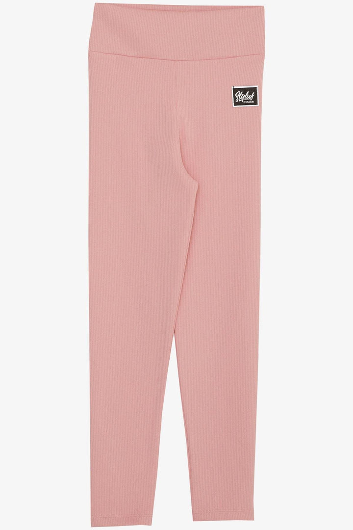 BRE Breeze Girl's Leggings with Printed Logo, 84 Years, Pink - Newport Beach