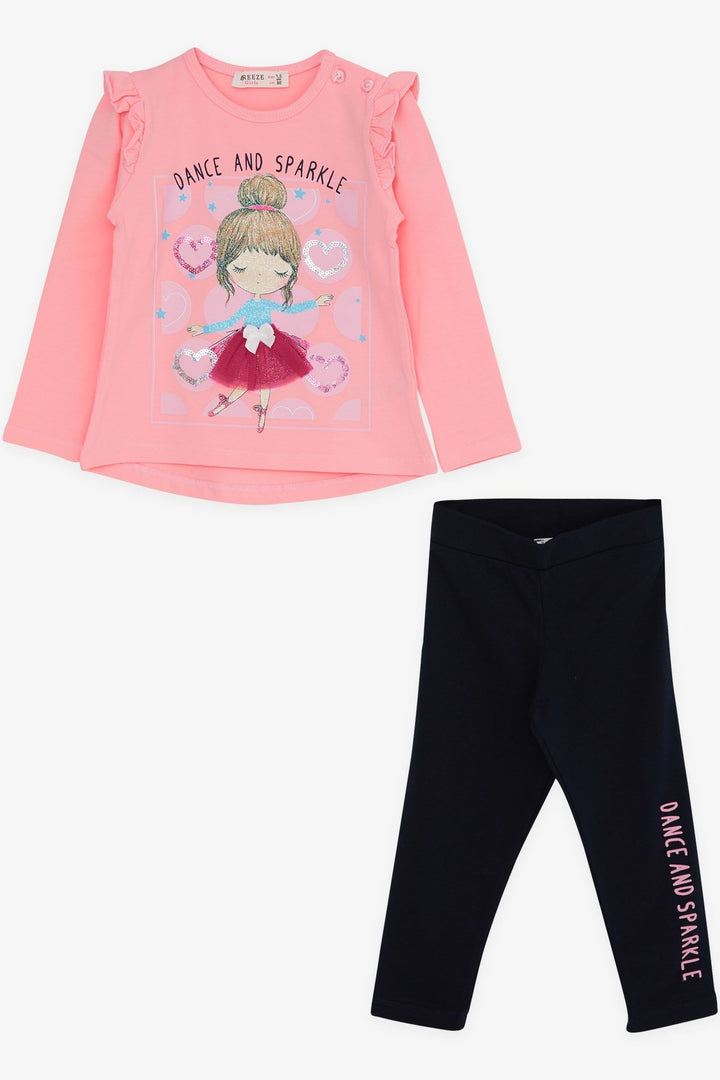 BRE Breeze Girl Child Leggings Set Ballerina Girl Glitter Printed 1.5-5 Years, Powder - New Westminster