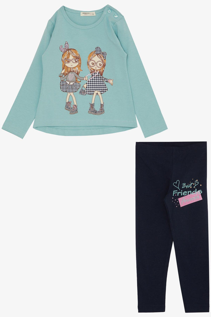 Bre Ext Girl Child Set Sleed The Friendse Theme Happy Girls Printed 2-6 лет, Aqua Green - Vergína