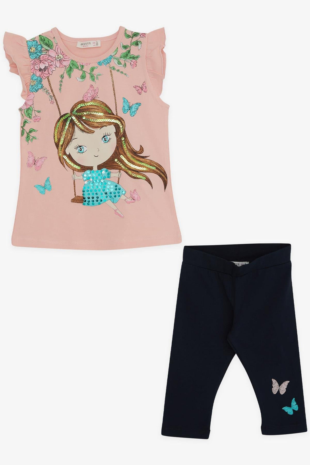 BRE Breeze Girl Child Leggings Set Printed Girl 2-6 Years, Salmon - Santo Domingo Tehuantepec