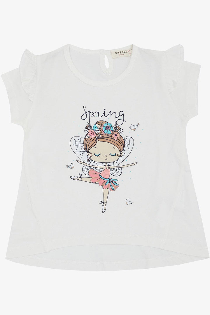 BRE Breeze Girl's T-shirt Spring Themed Ballerina Girl Printed 1.5-5 Years, White - Eastvale