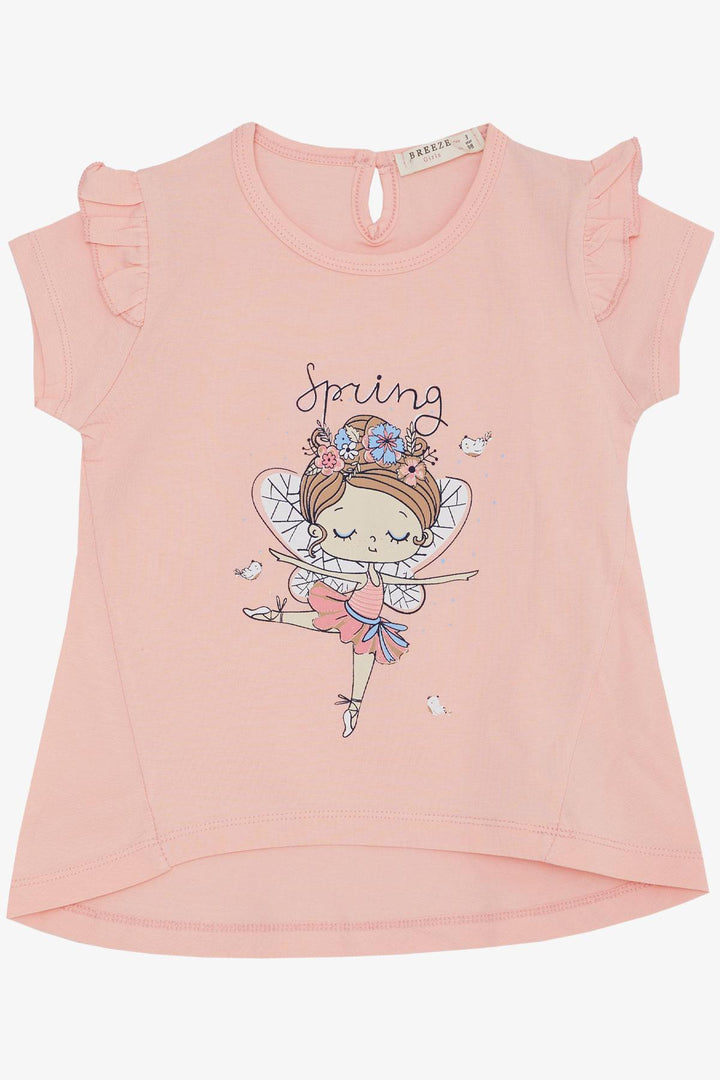 BRE Breeze Girl's T-shirt Spring Themed Ballerina Girl Printed 1.5-5 Years, Salmon - Rancho Cordova