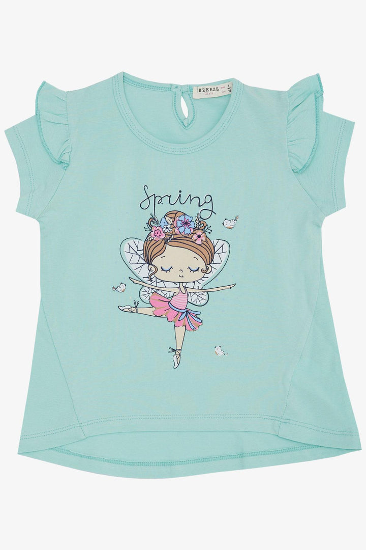 Футболка Breeze Girl's The Spring Theme Balleerina Girl Printed 1,5-5 лет, Aqua Green-Berriozábal