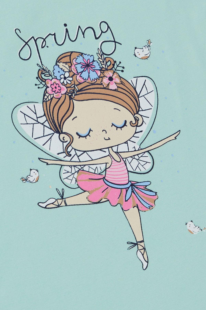 Футболка Breeze Girl's The Spring Theme Balleerina Girl Printed 1,5-5 лет, Aqua Green-Berriozábal