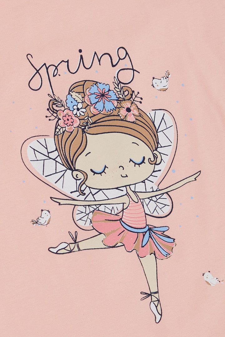 BRE Breeze Girl's T-shirt Spring Themed Ballerina Girl Printed 1.5-5 Years, Salmon - Rancho Cordova