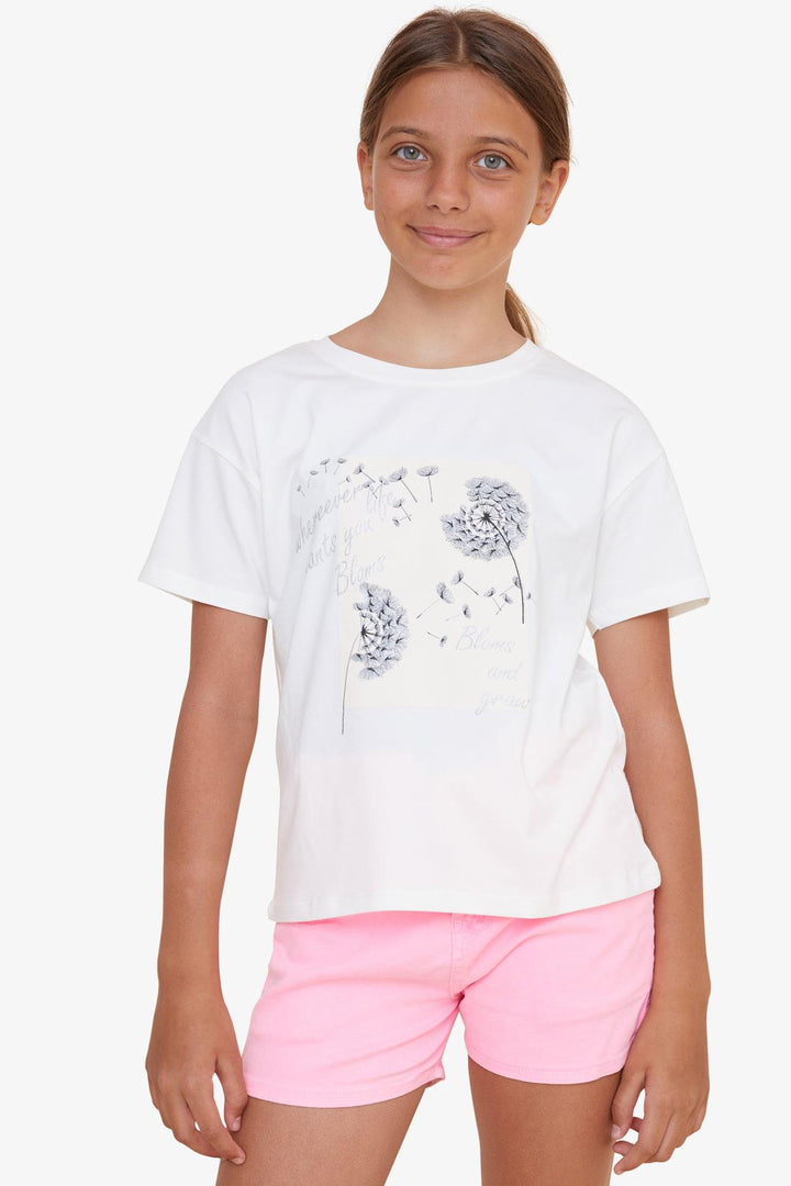 Футболка Breeze Girl's Flower Printed 94 года, Ecru - Ravensburg