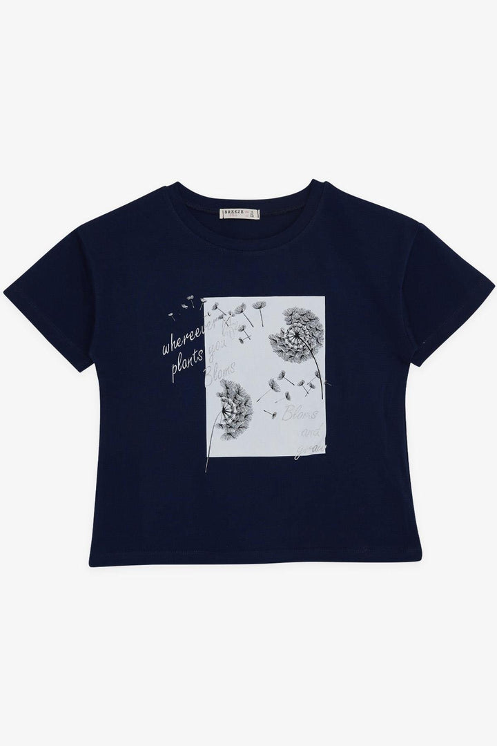 Футболка Breeze Girl's Flower Printed 94 года, темно -синий - Lauderhill