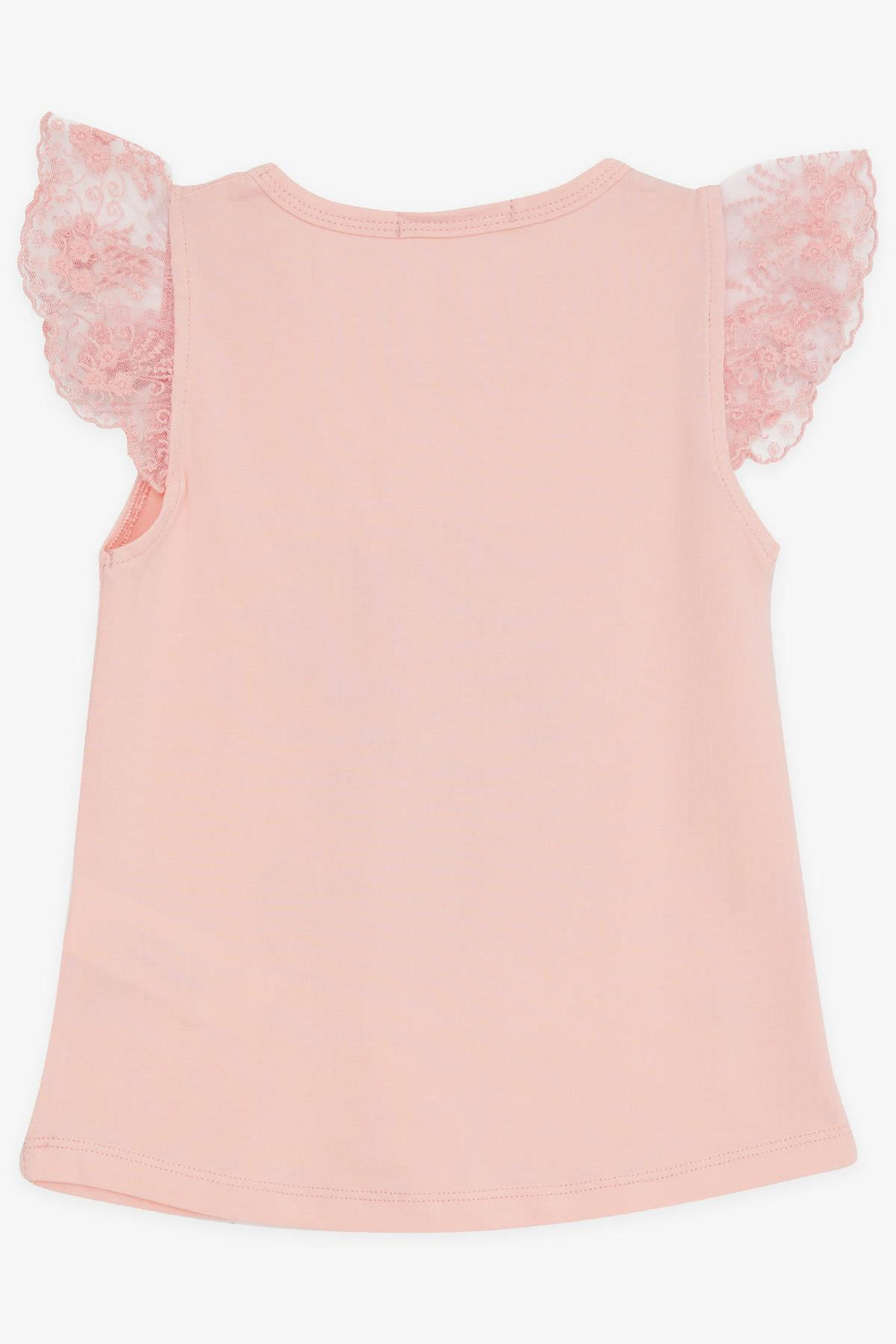 BRE Breeze Girl's T-shirt Crazy Girl Printed Sleeves Embroidered Lace 1.5-5 Years, Salmon - Daytona Beach