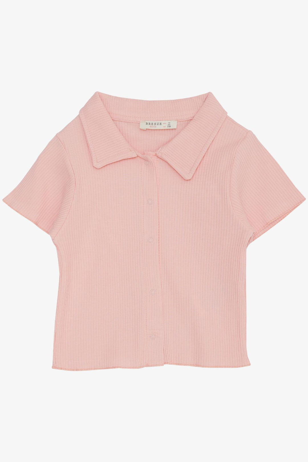 BRE Breeze Girl's Crop T-Shirt with Snap Fastener Ribbed 94 Years, Salmon - Acatzingo