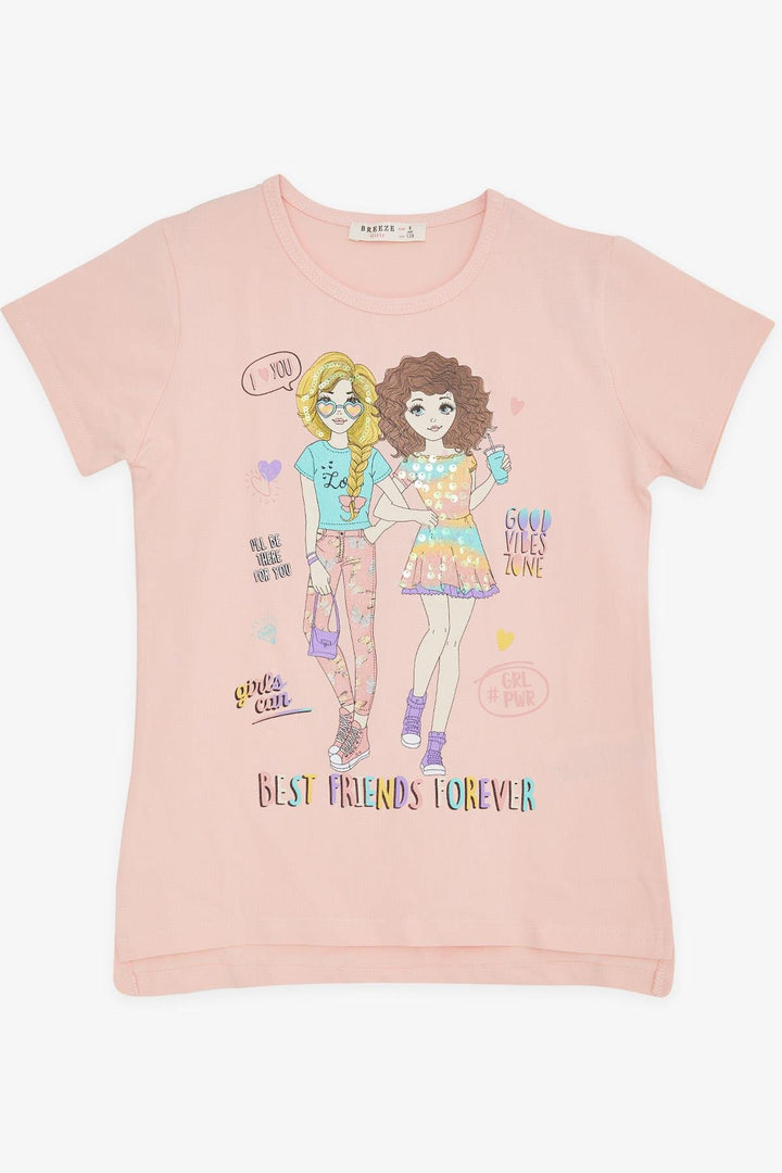 BRE Breeze Girl's T-shirt Friendship Themed 82 Years, Salmon - Véroia