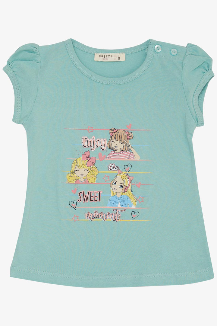 Футболка Breeze Girl Fun Fun Girls напечатано 1-4 года, Aqua Green-Commack