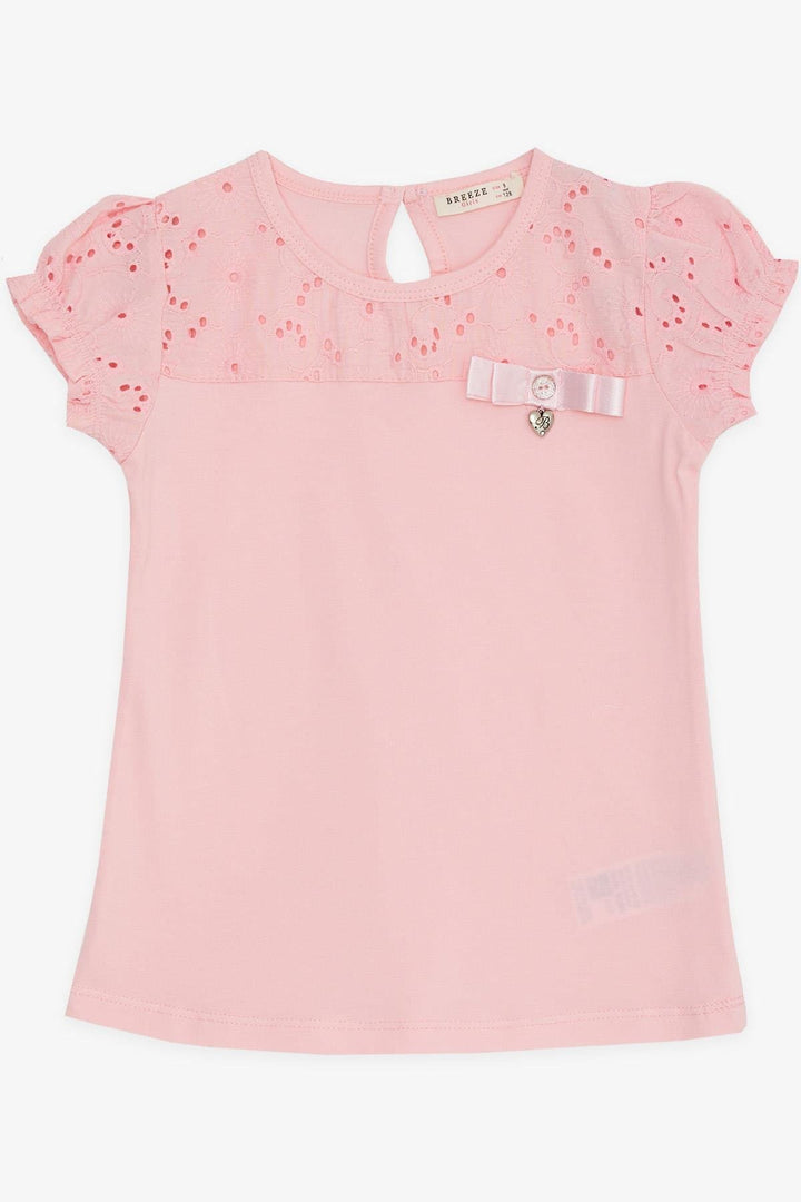 BRE Breeze Girl's T-Shirt with Lace Accessories, 50 Years, Pink - Draguignan