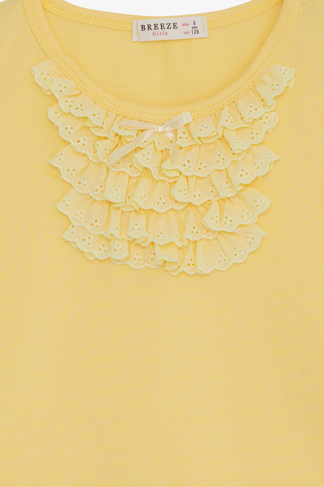 BRE Breeze Girl's T-shirt with Lace 9 Months-8 Years, Yellow - Imperia