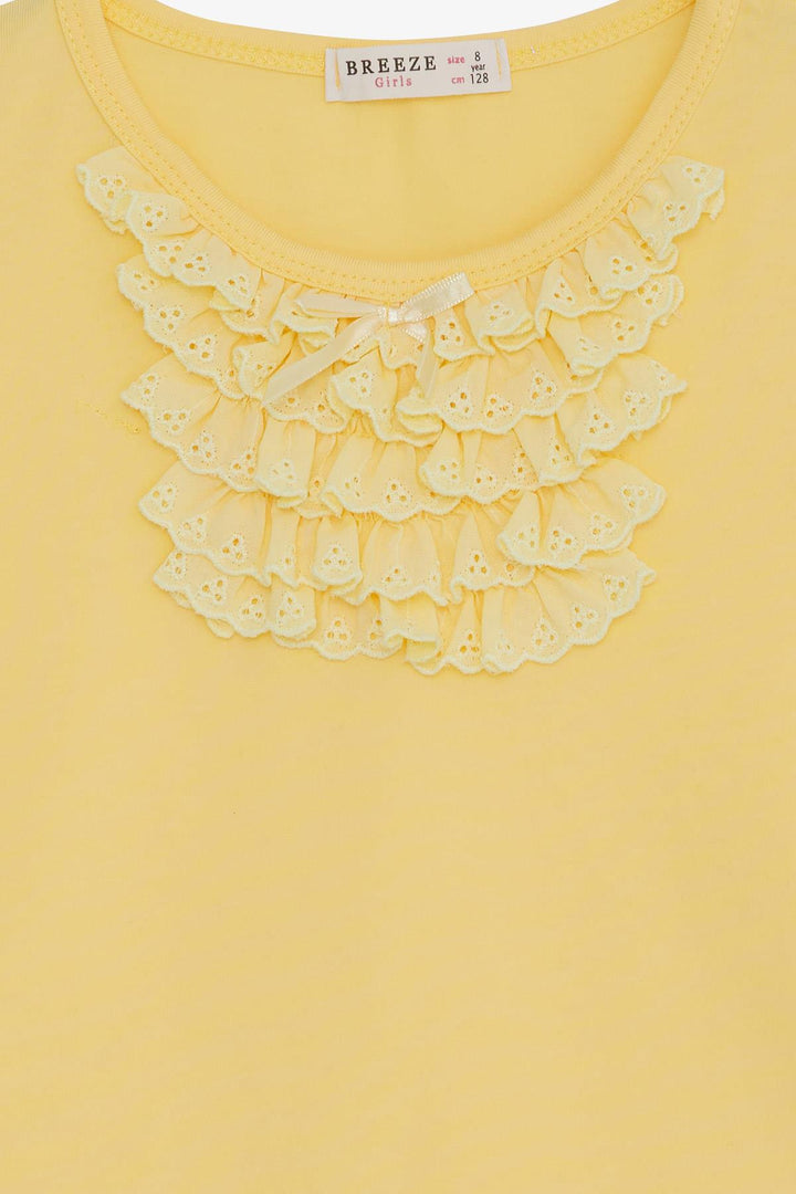 BRE Breeze Girl's T-shirt with Lace 9 Months-8 Years, Yellow - Imperia