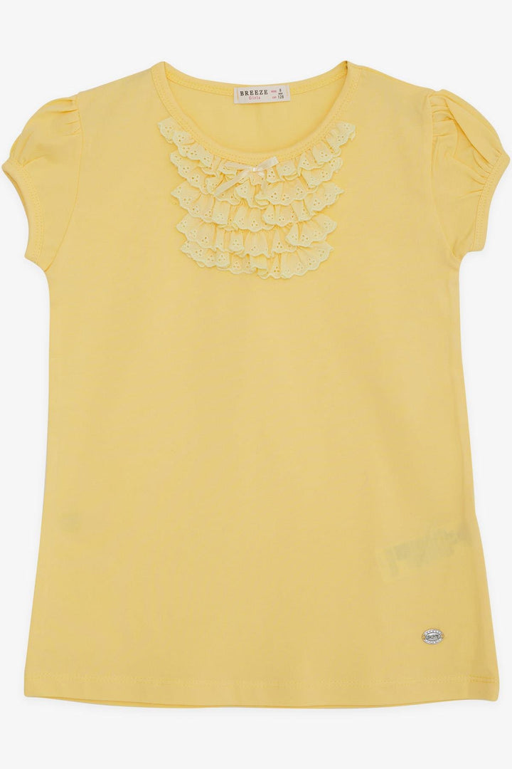 BRE Breeze Girl's T-shirt with Lace 9 Months-8 Years, Yellow - Imperia